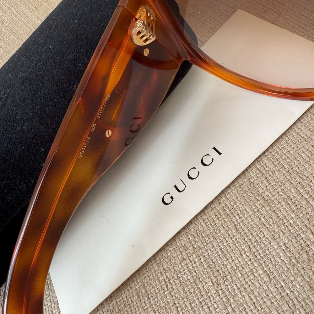Acetate Oversized Interlocking GG0151S Sunglasses Tortoise Like New - Picture 9 of 16